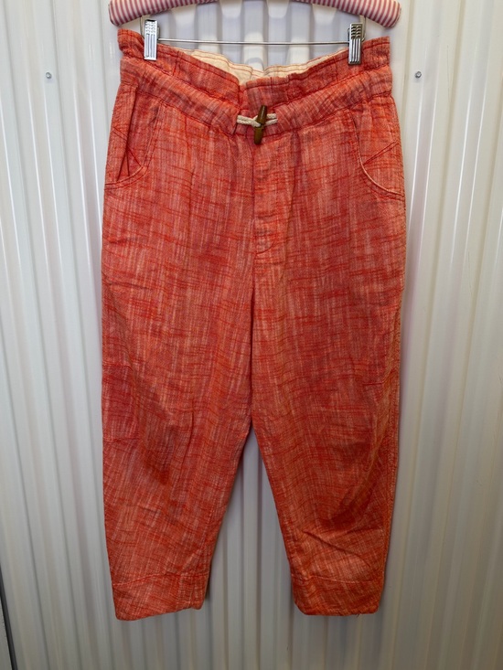 Free People Pants - Free People Coral Linen Blend Crop Pants Drawstring Waist Size Small